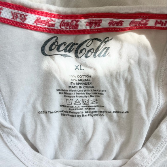 Coca Cola Mad Engine French Racerback Tank Top White Red Top Buvez Coke 2019 XL - Picture 2 of 5